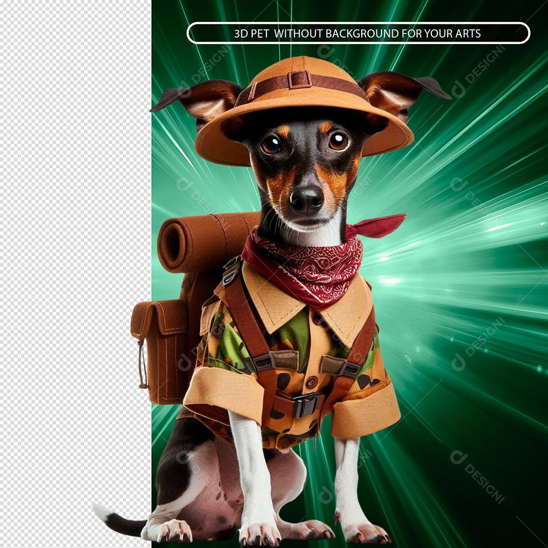 Cachorro Exolorador 3D Para Composição PSD