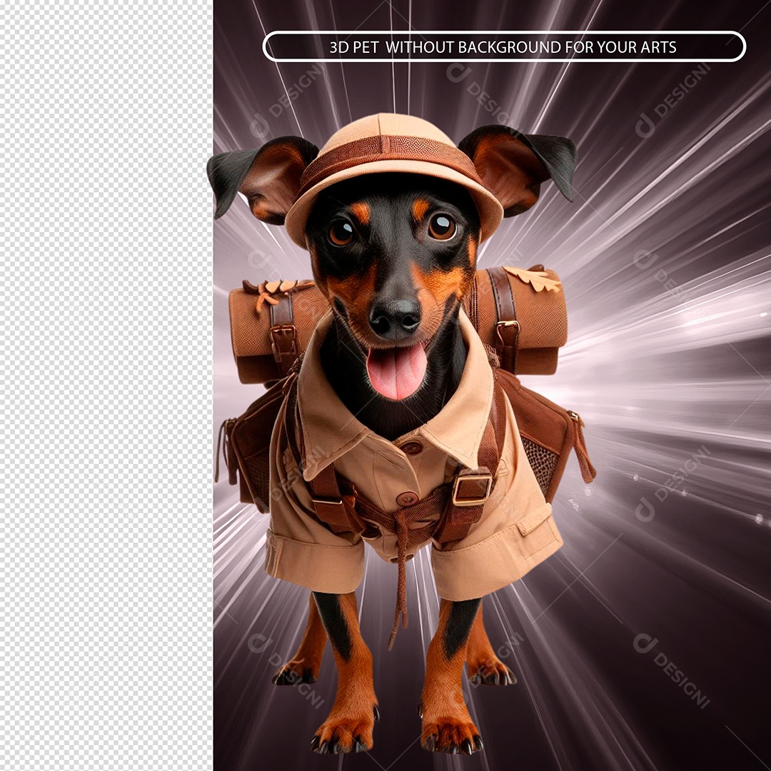 Cachorro Exolorador 3D Para Composição PSD