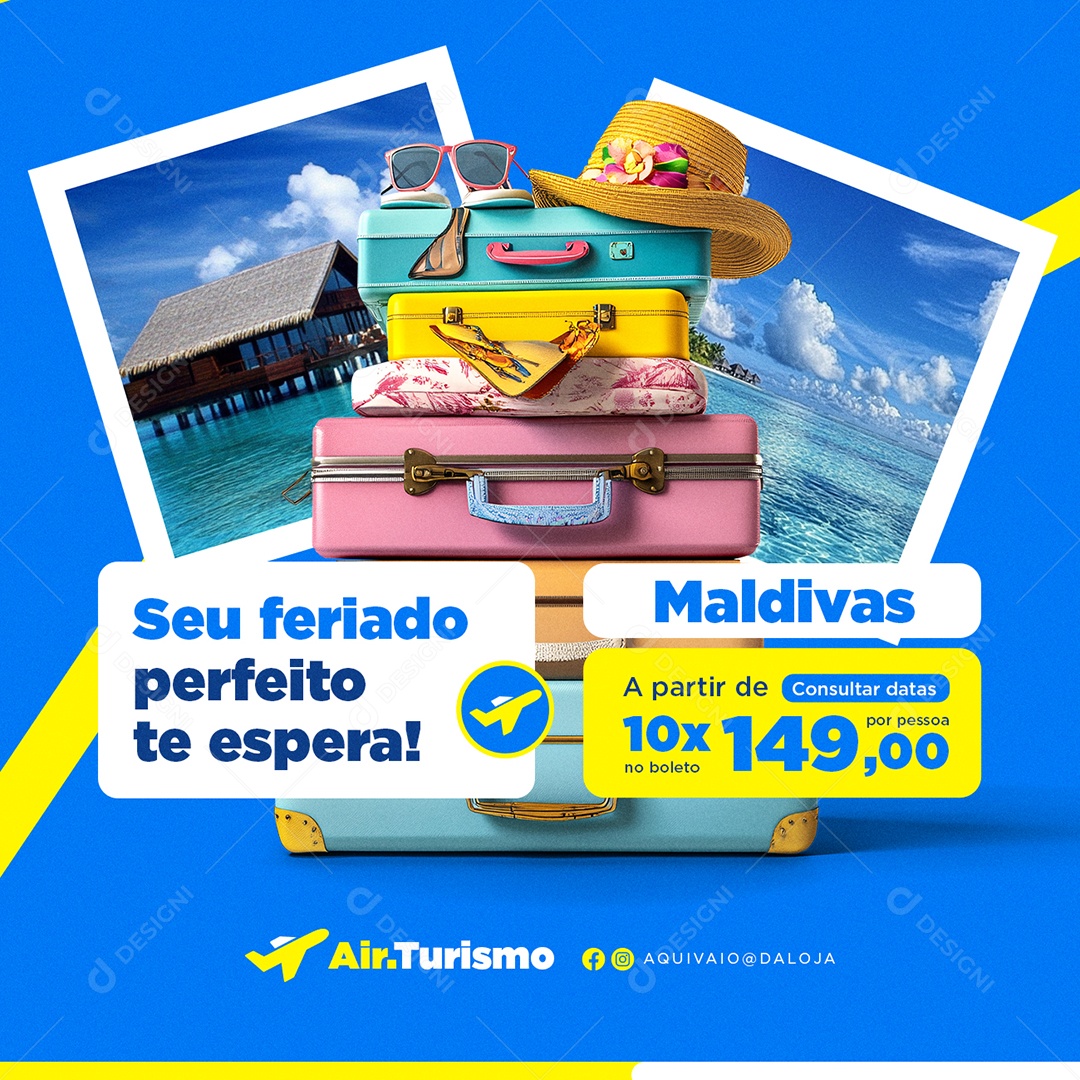 Turismo Seu Feriado Perfeito Te Espera Social Media PSD Editável