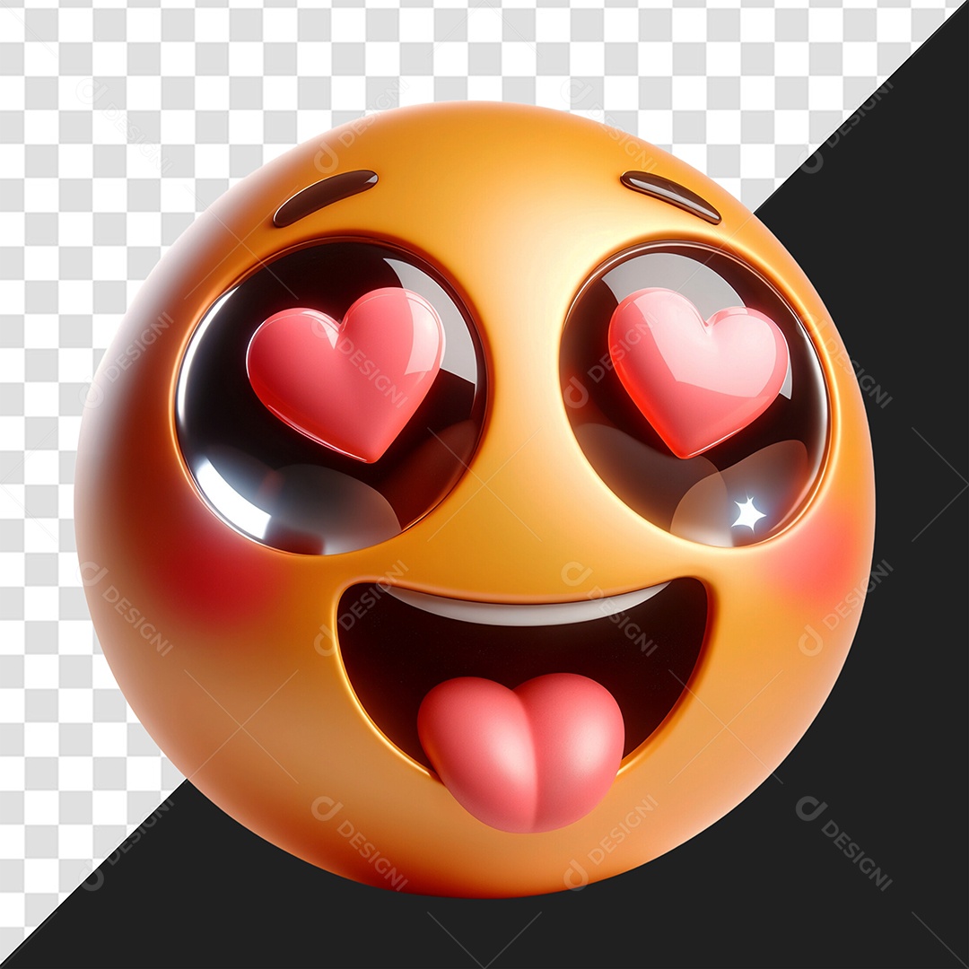 Elemento 3D Emoji Apaixonado para Composição PSD