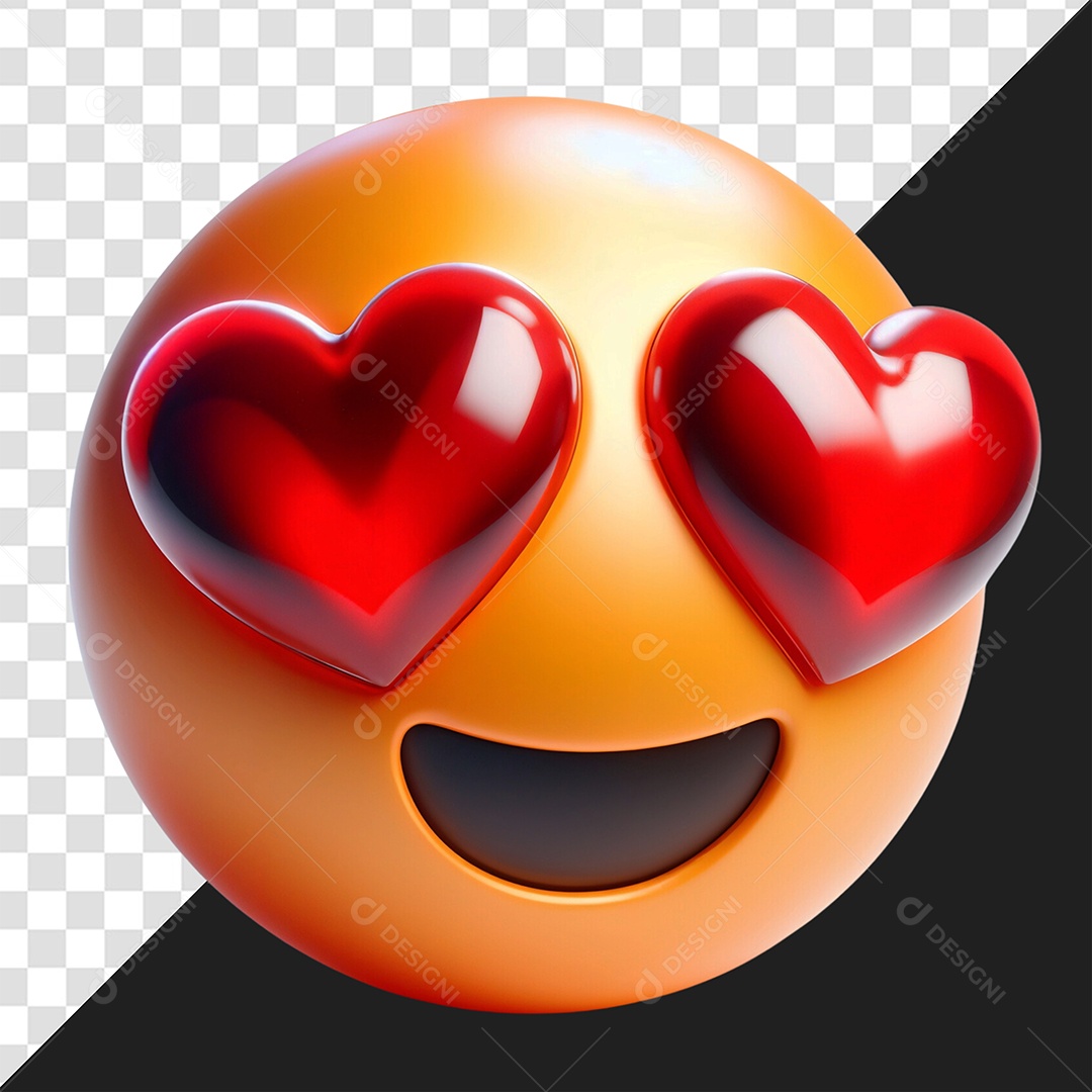 Elemento 3D Emoji Apaixonado para Composição PSD