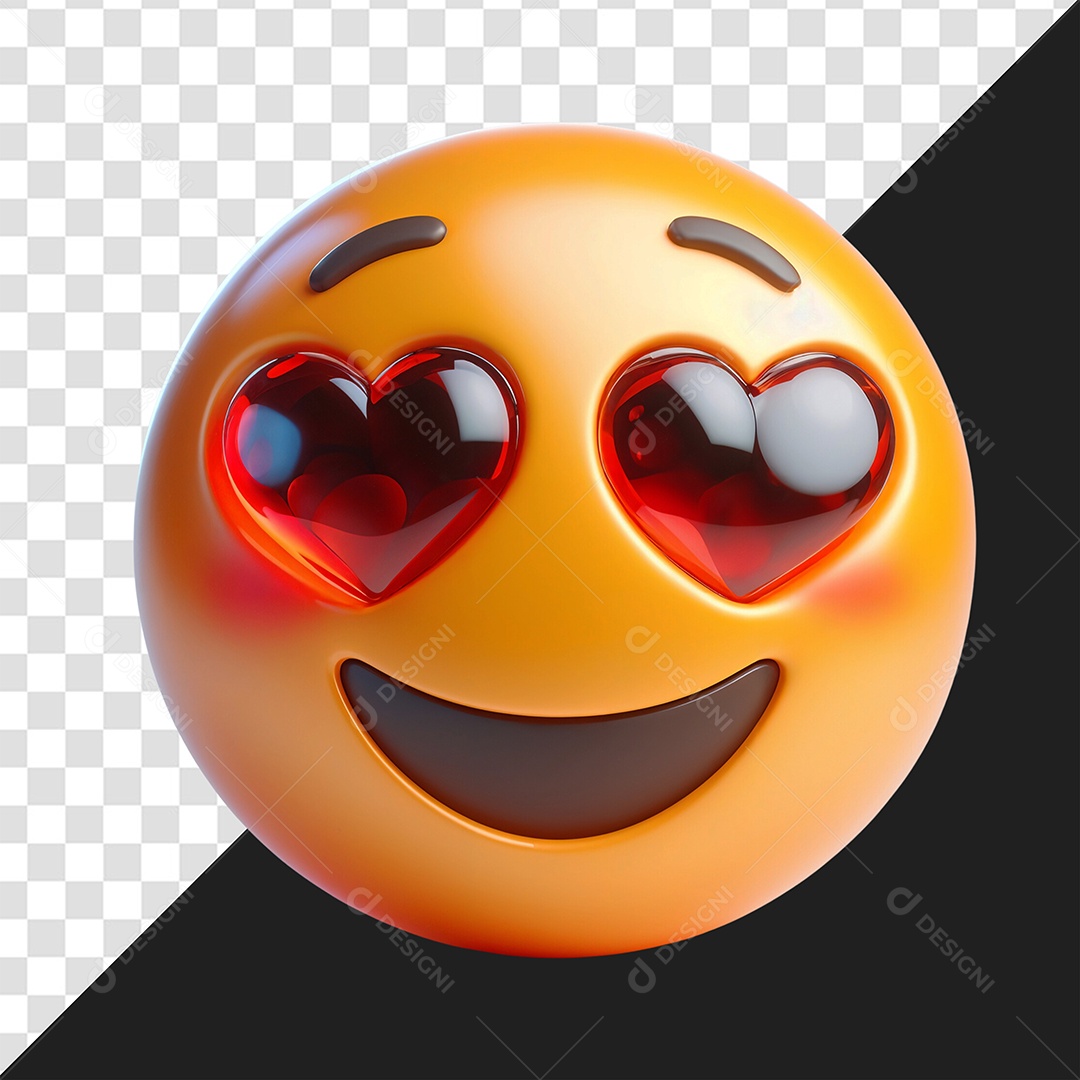 Elemento 3D Emoji Apaixonado para Composição PSD