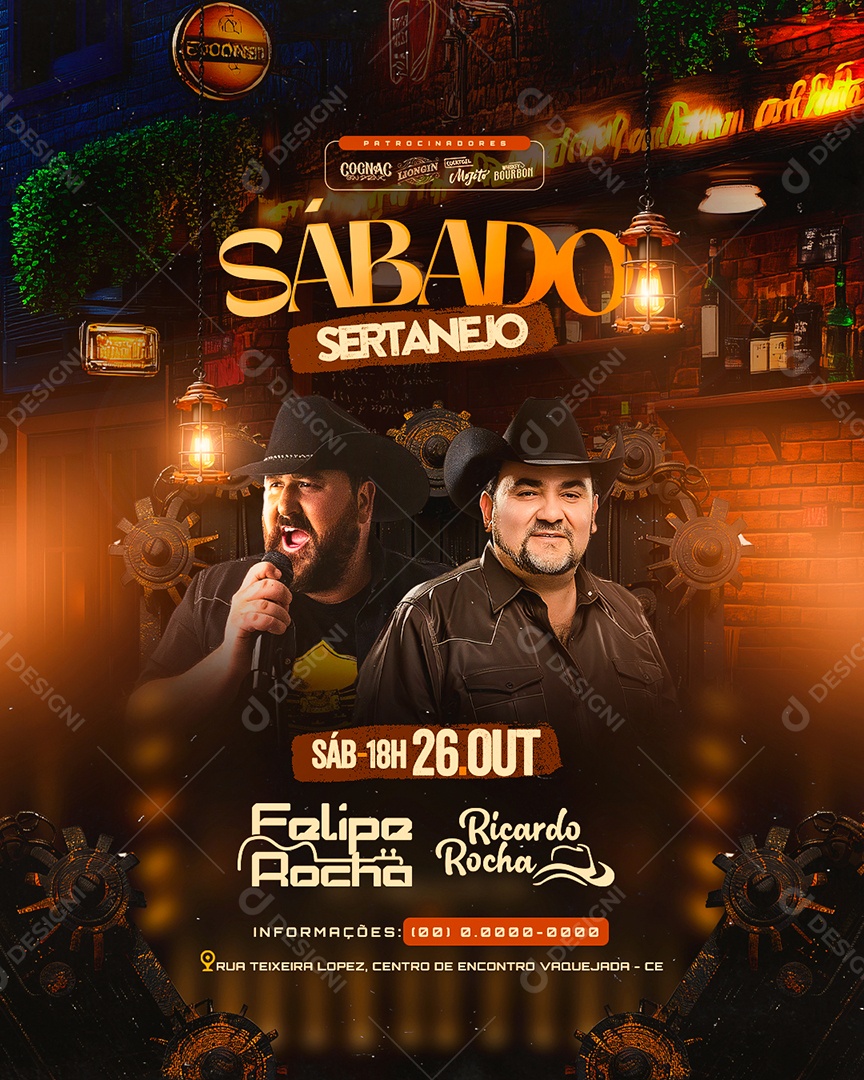 Flyer Sábado Sertanejo Social Media PSD Editável