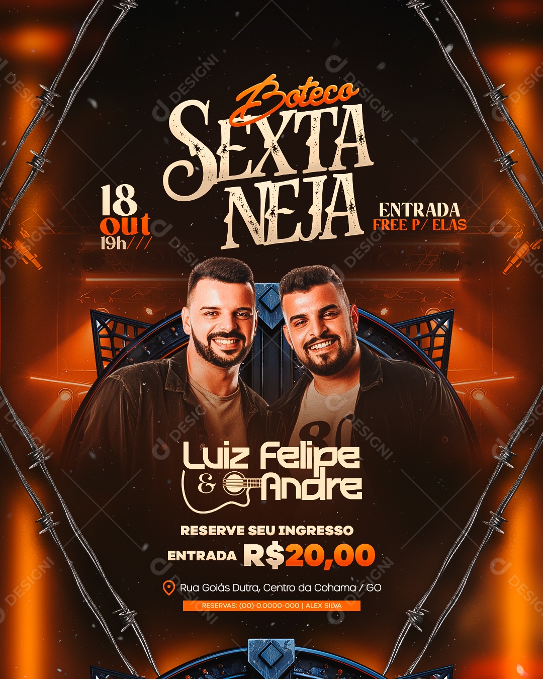 Flyer Boteco Sextaneja Social Media PSD Editável