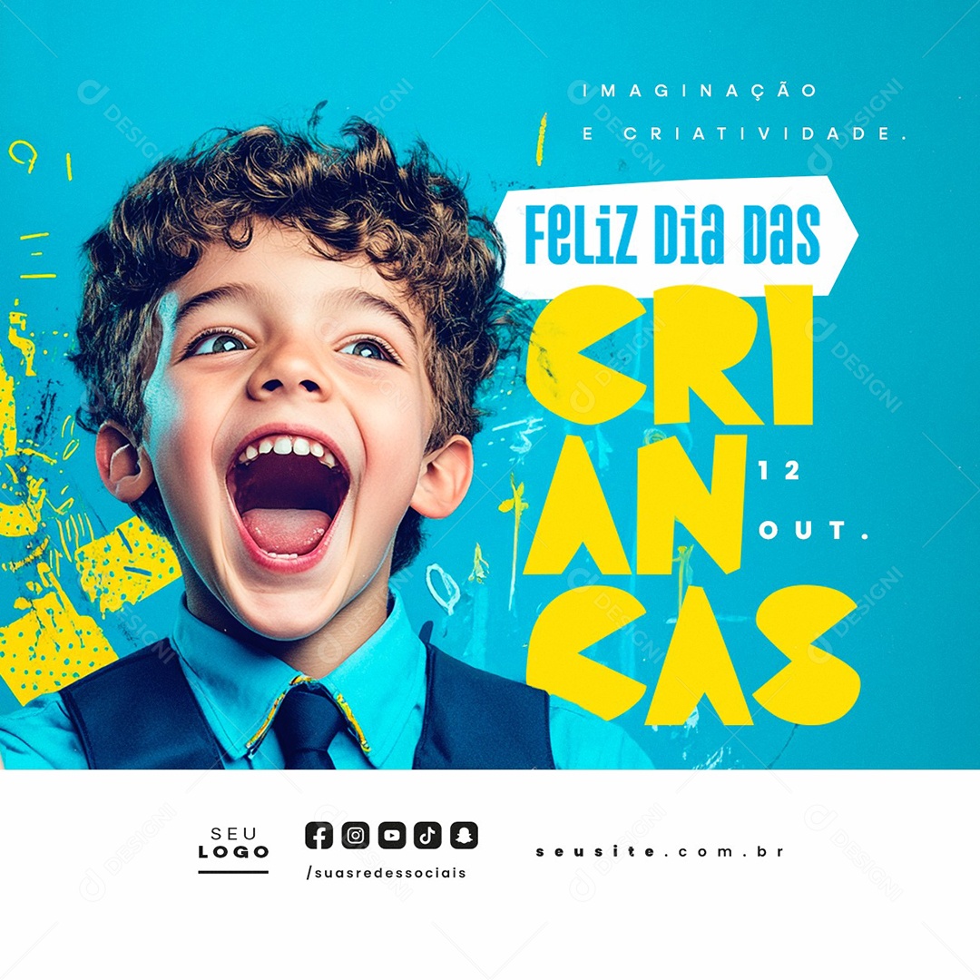 Feliz Dia das Crianças 12 de Outubro Imaginação e Criatividade Social Media PSD Editável
