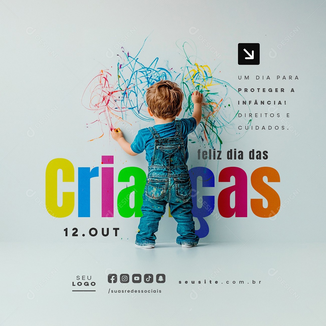 Feliz Dia das Crianças 12 de Outubro Proteger a Infância Social Media PSD Editável