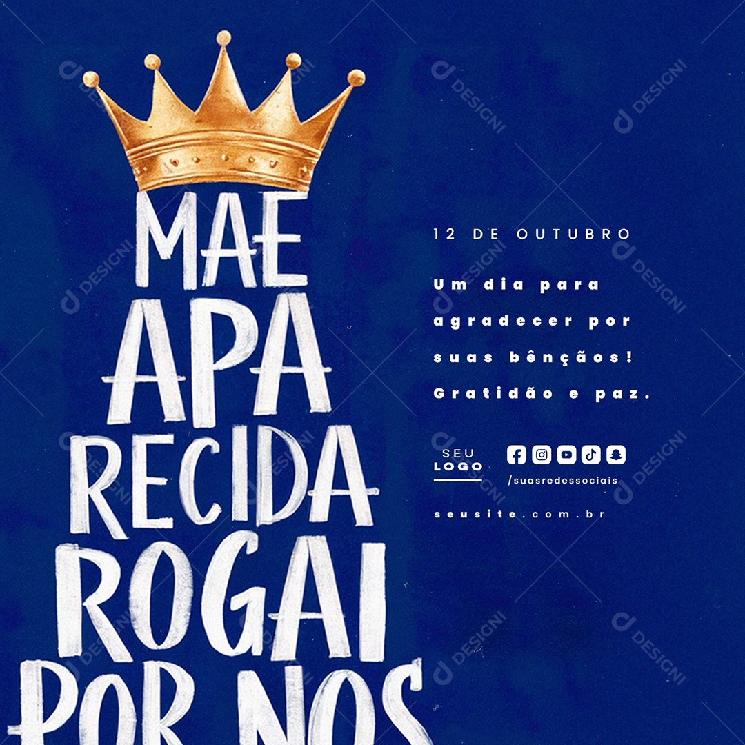 Dia de Nossa Senhora de Aparecida 12 de Outubro Social Media PSD Editável