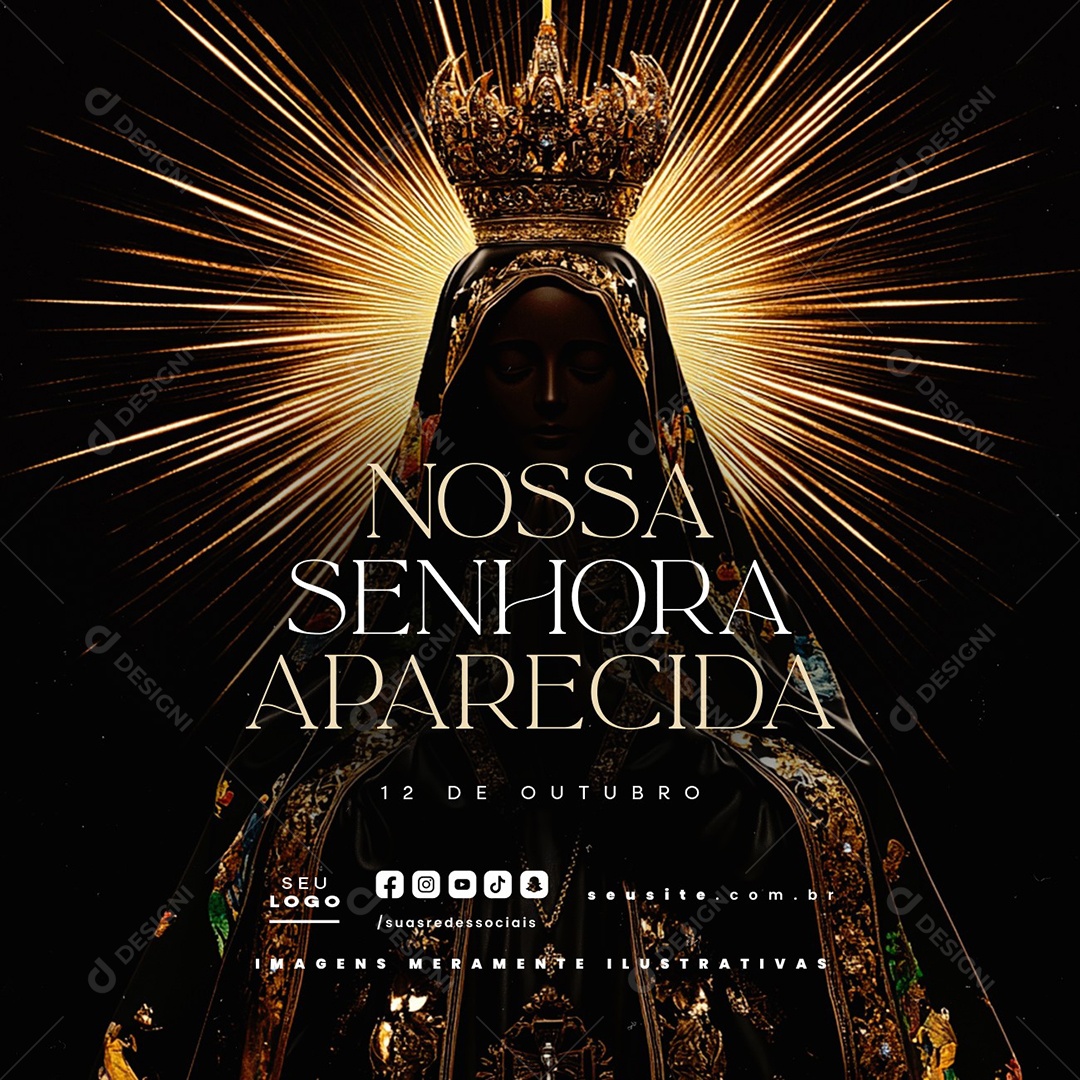 Dia de Nossa Senhora de Aparecida 12 de Outubro Social Media PSD Editável