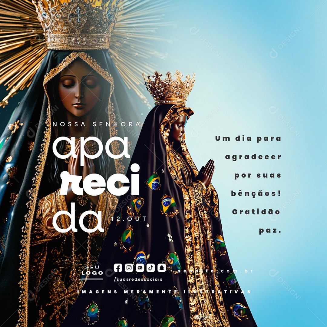 Dia de Nossa Senhora de Aparecida 12 de Outubro Social Media PSD Editável