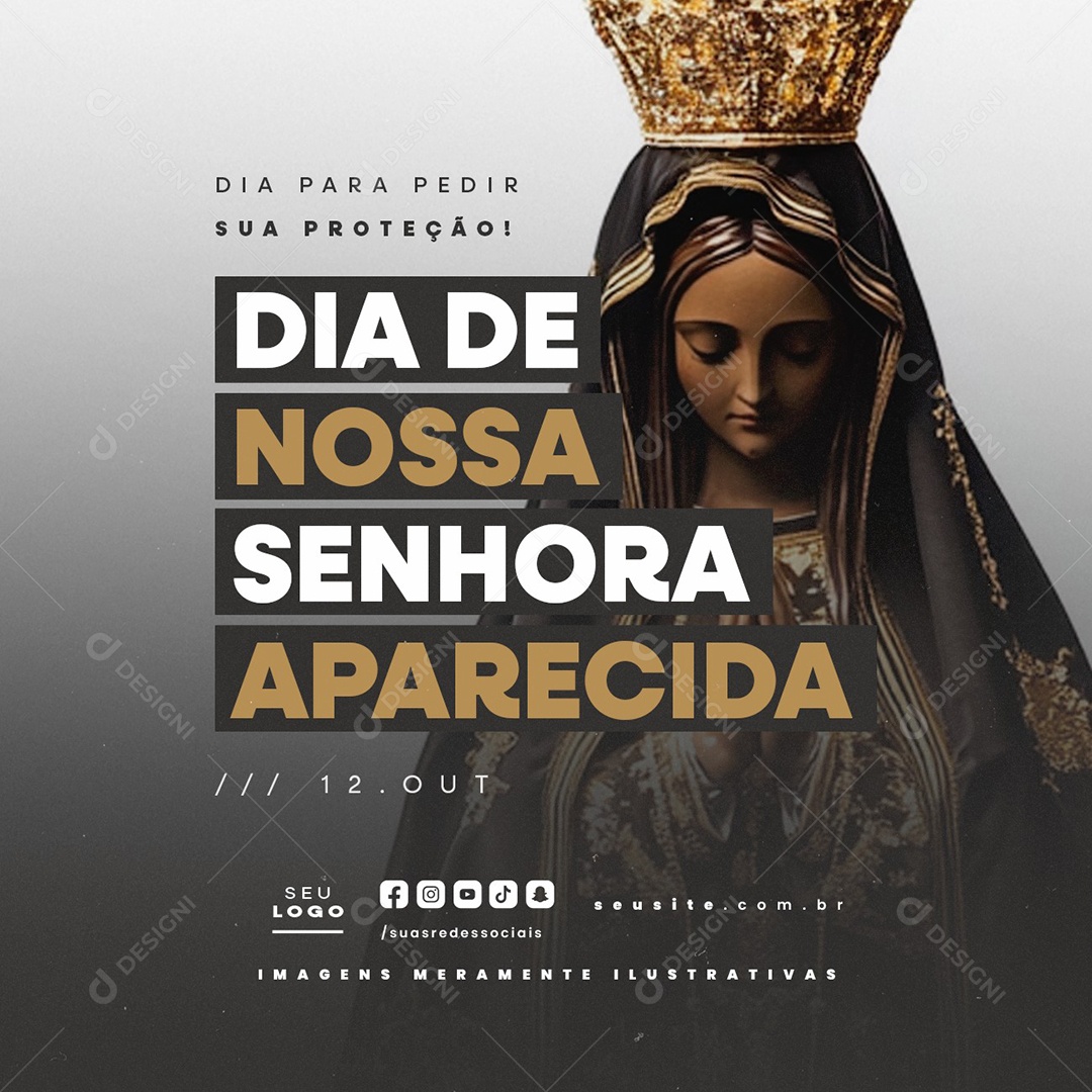 Dia de Nossa Senhora de Aparecida 12 de Outubro Social Media PSD Editável