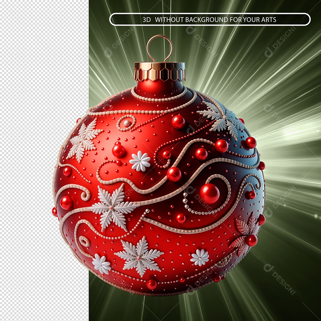 Bola De Infeite De Natal Vermelha Elemento 3D Para Composição PSD