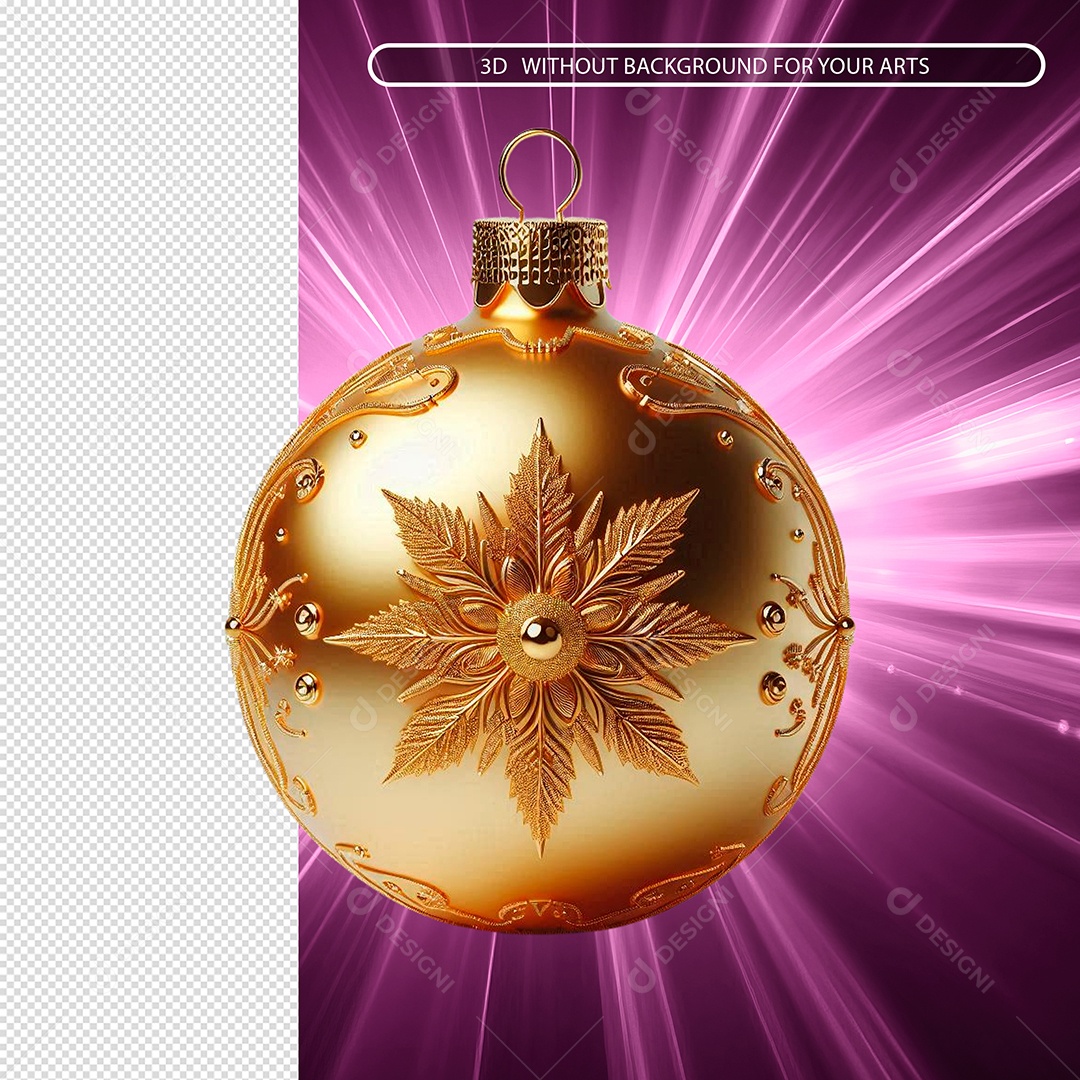 Bola De Infeite De Natal Dourada Elemento 3D Para Composição PSD
