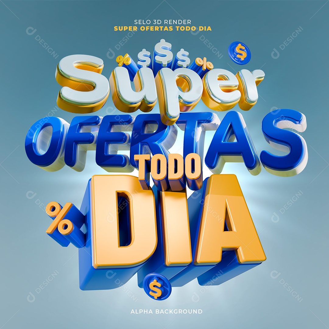Selo 3D Super Ofertas Todo Dia para Composição PSD