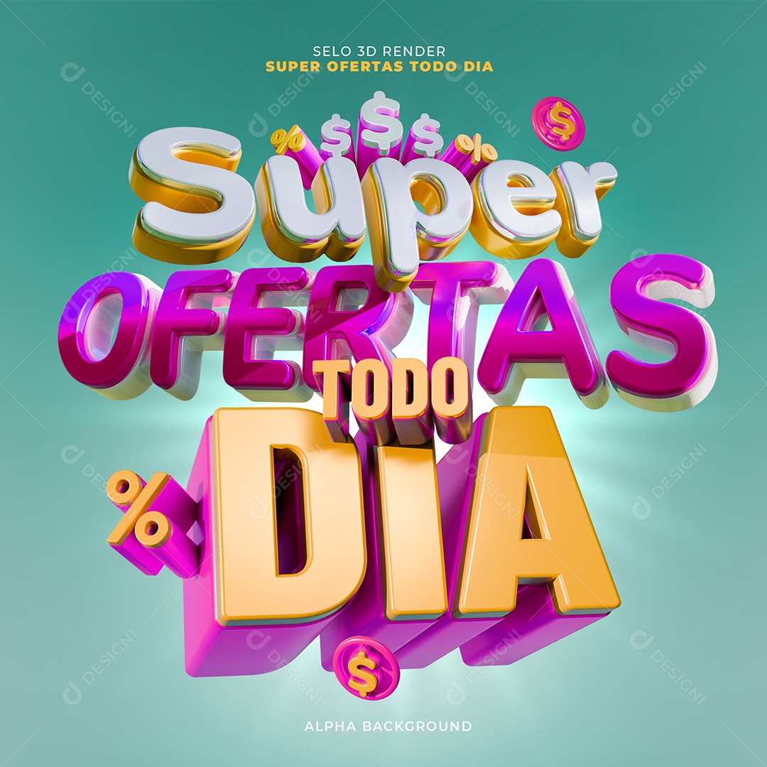 Selo 3D Super Ofertas Todo Dia para Composição PSD