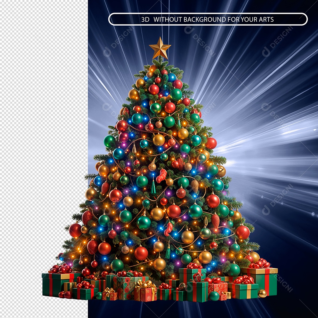 Arvore de Natal Elemento 3D para Composição PSD