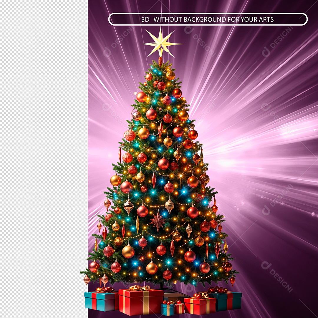 Arvore de Natal Elemento 3D para Composição PSD