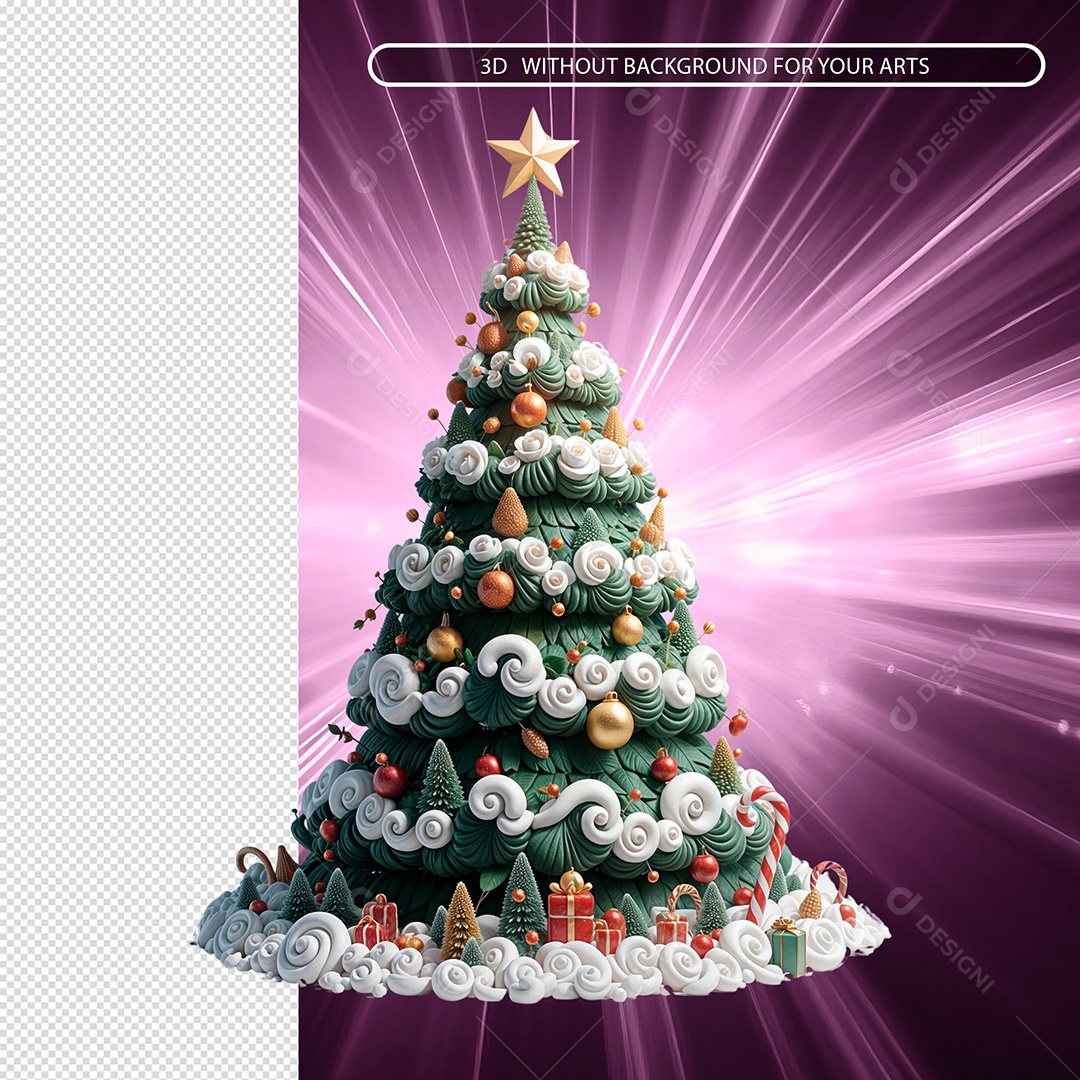 Arvore de Natal Elemento 3D para Composição PSD