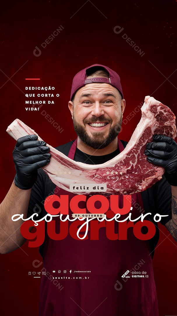 Story Feliz Dia do Açougueiro 09 de Outubro Social Media PSD Editável