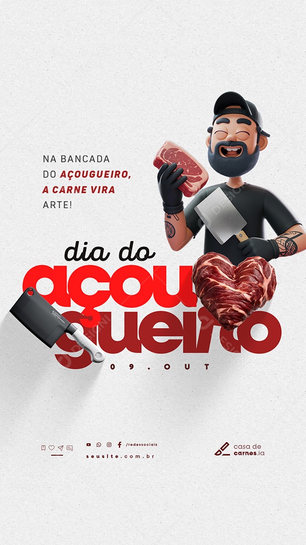 Story Dia do Açougueiro 09 de Outubro Carne Vira Arte Social Media PSD Editável