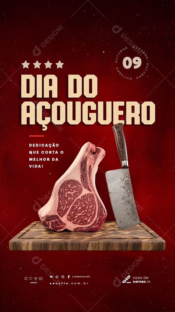 Story Dia do Açougueiro 09 de Outubro Social Media PSD Editável