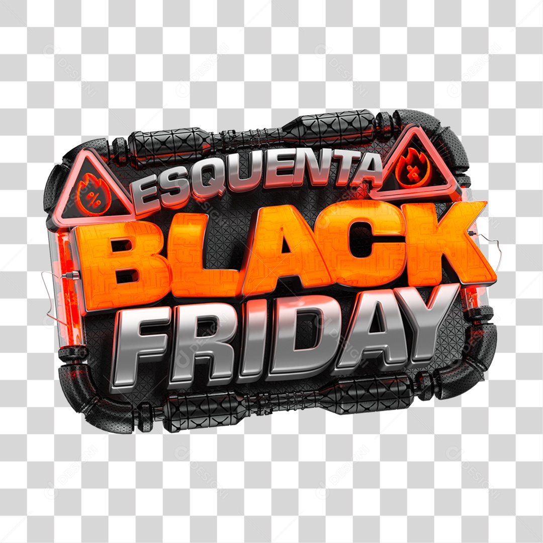 Selo 3D Esquenta Black Friday PNG Transparente