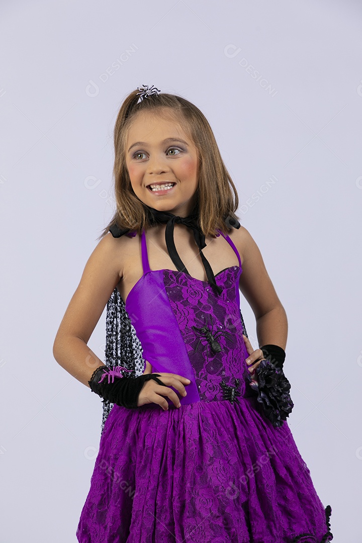 Fancy cute girl for halloween doing hand pose on the waist