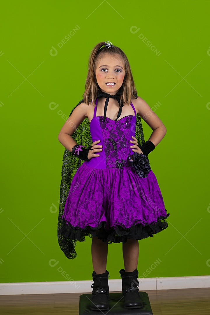 A beautiful girl costumed for halloween night