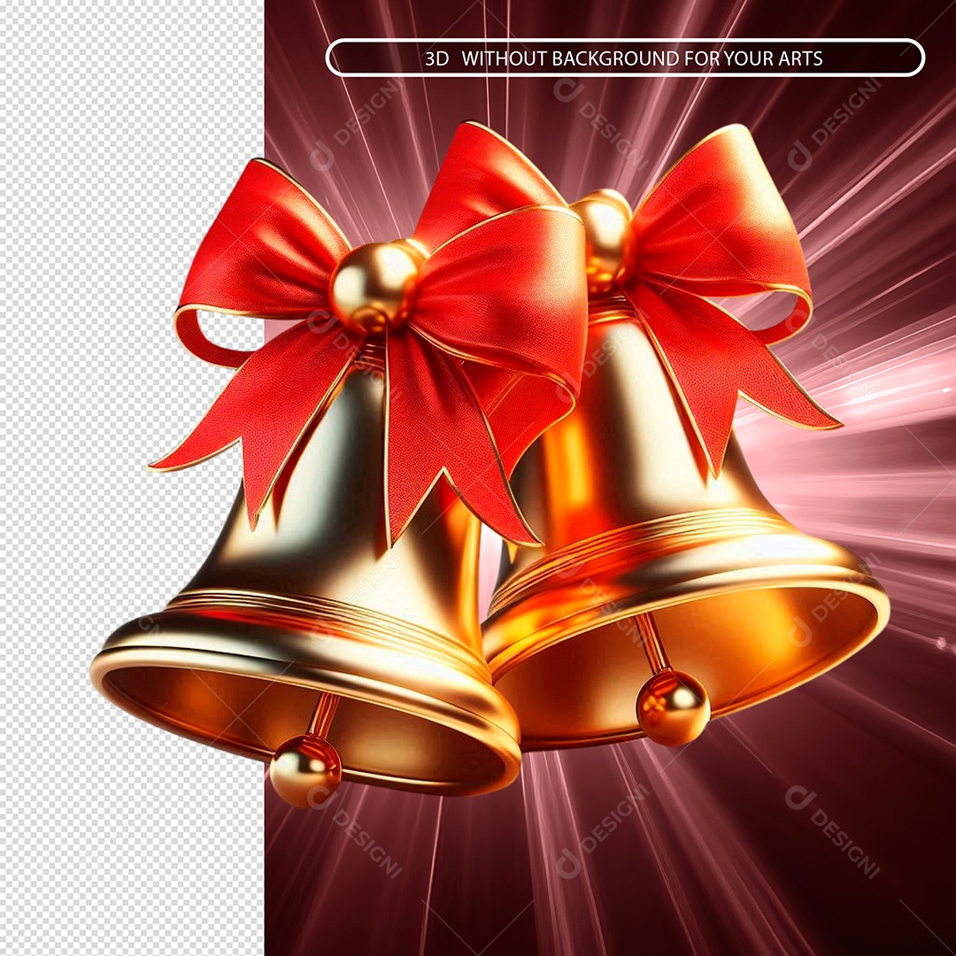 Efeite De Natal Sinos Elemento 3D Para Composição PSD