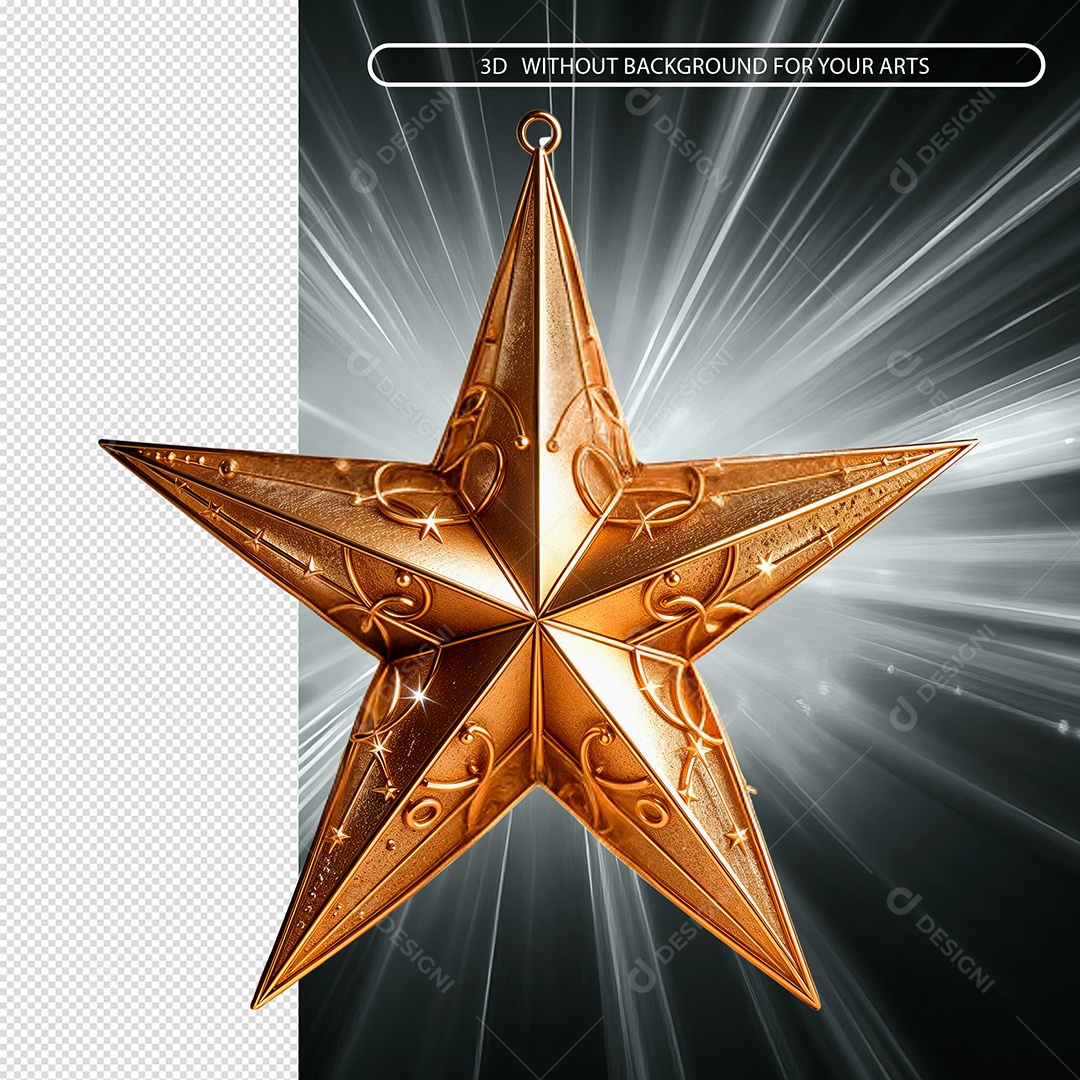 Enfeite De Natal Estrela Elemento 3D Para Composição PSD