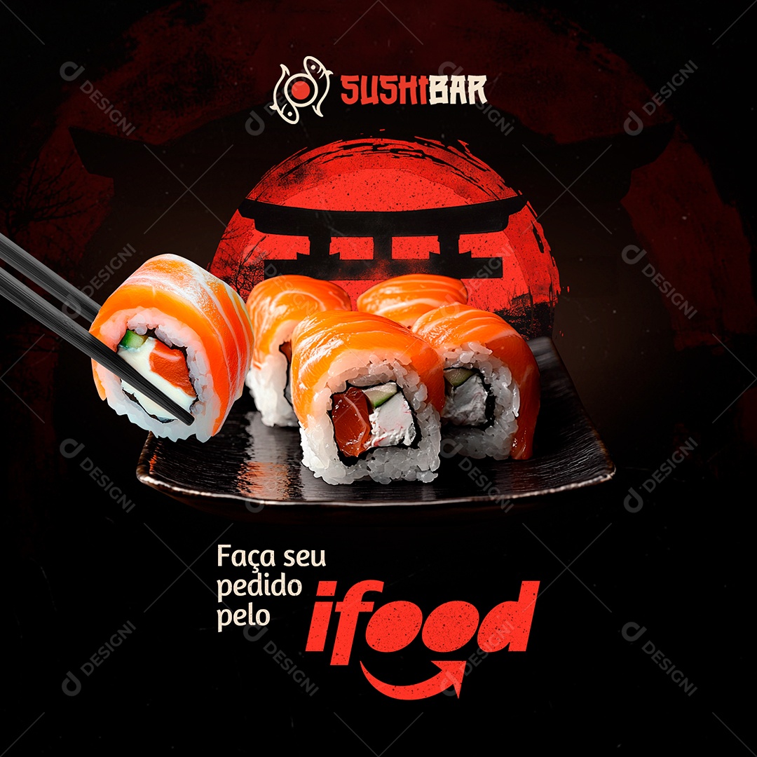 Comida Japonesa Faça Seu Pedido Social Media PSD Editável