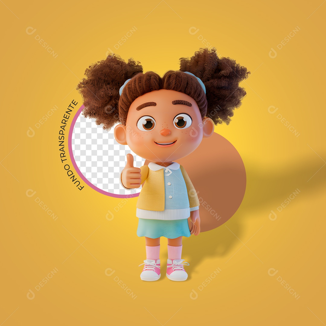 Personagem Criança De 8 Anos Fazendo Sinal De Positivo Elemento 3D Para Composição PSD