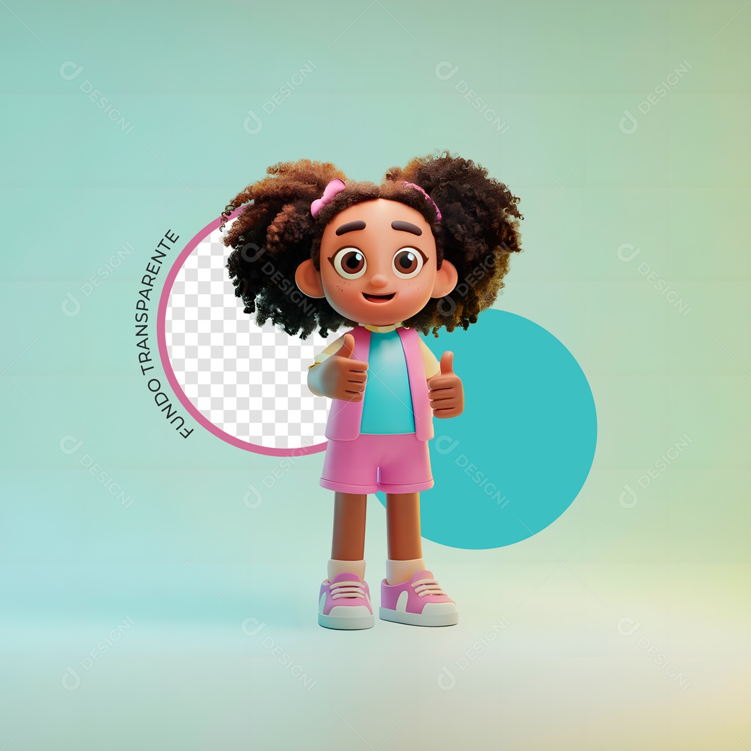 Personagem Criança De 8 Anos Fazendo Sinal De Positivo Elemento 3D Para Composição PSD