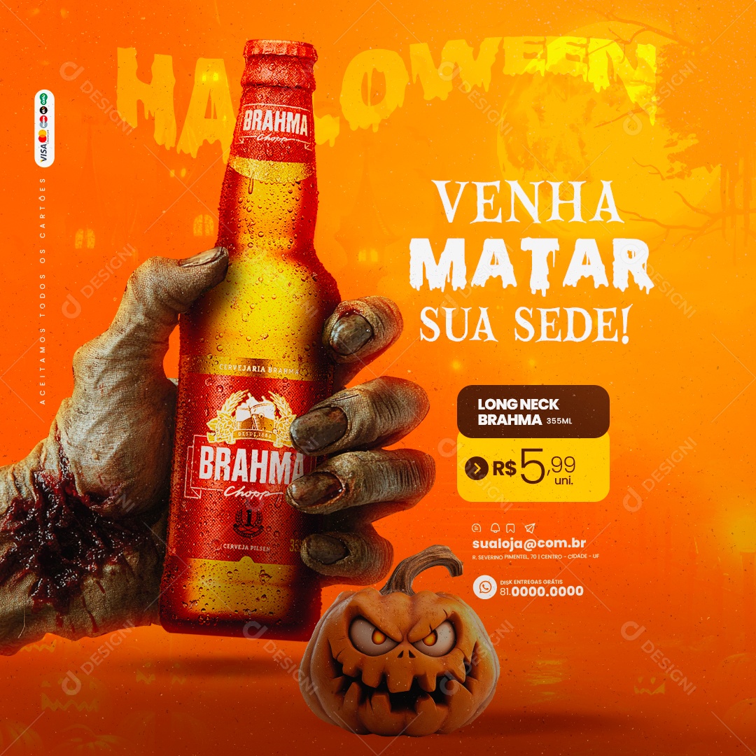 Cervejaria Halloween Social Media PSD Editável