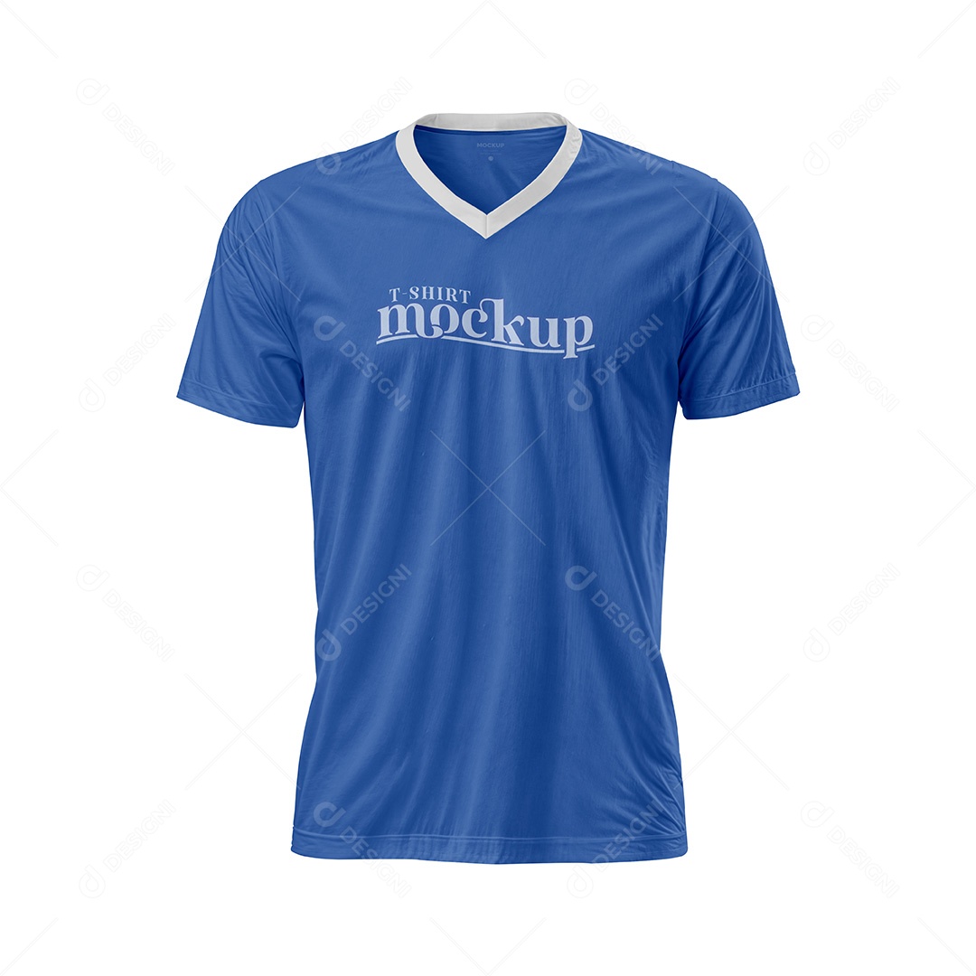 Camiseta com Gola V Mockup PSD Editável
