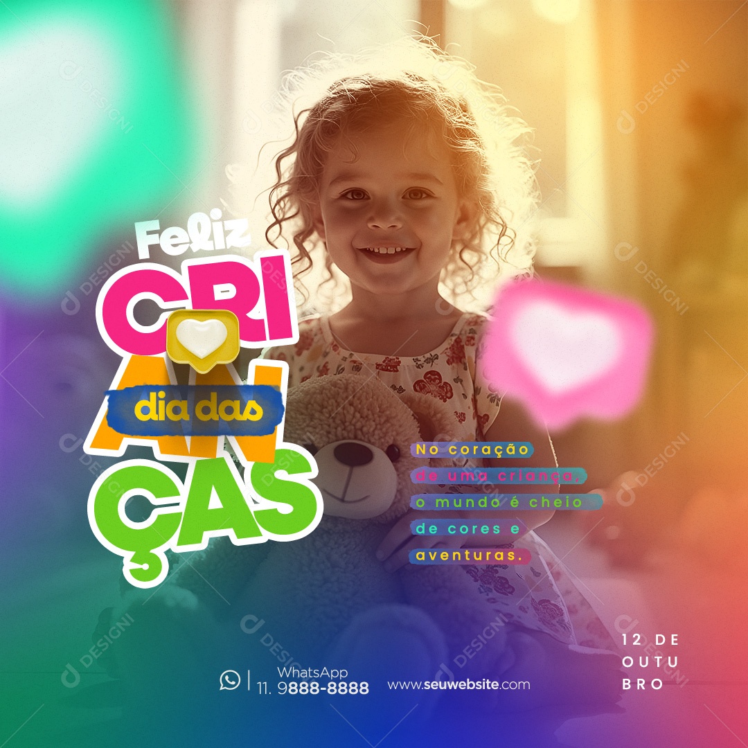Feliz Dia Das Crianças 12 de Outubro Social Media PSD Editável