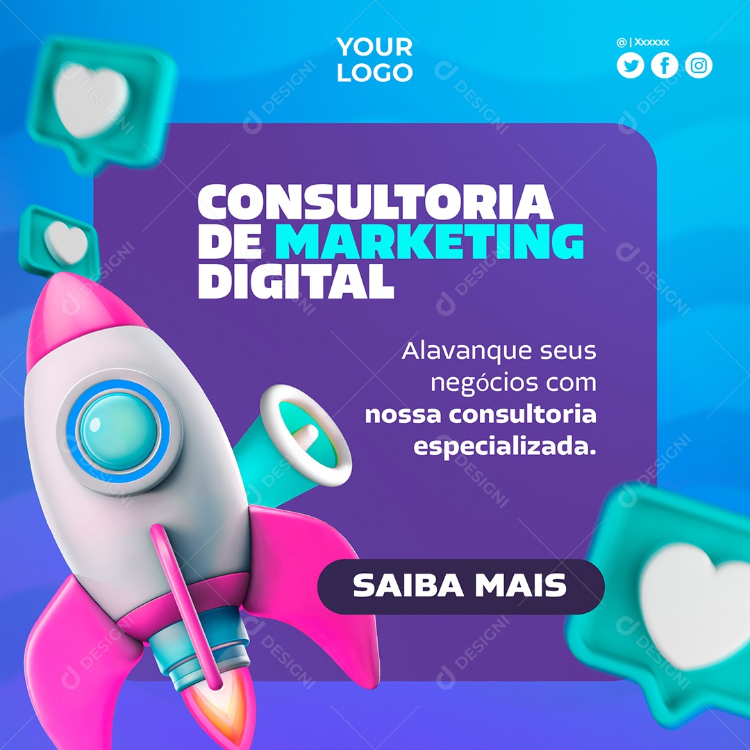 Social Media para Marketing Digital Mockup PSD Editável