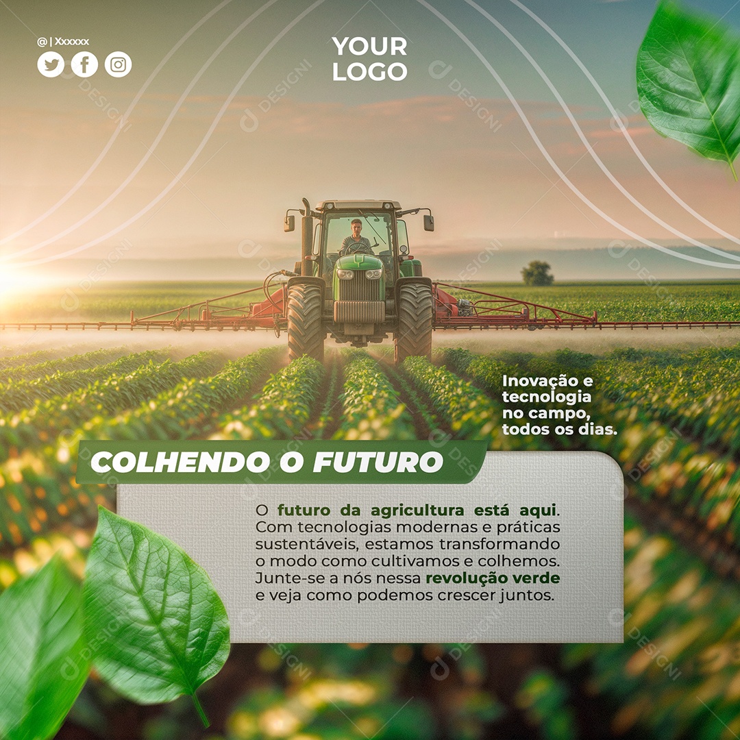 Agricultura Post Social Media Mockup PSD Editável