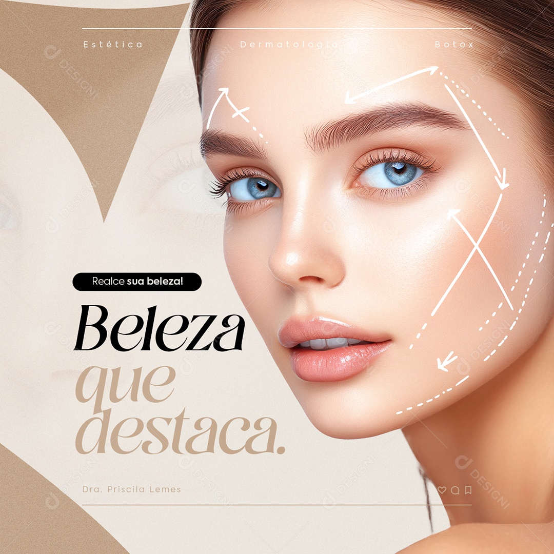 Estética Beleza Que Destaca Social Media PSD Editável