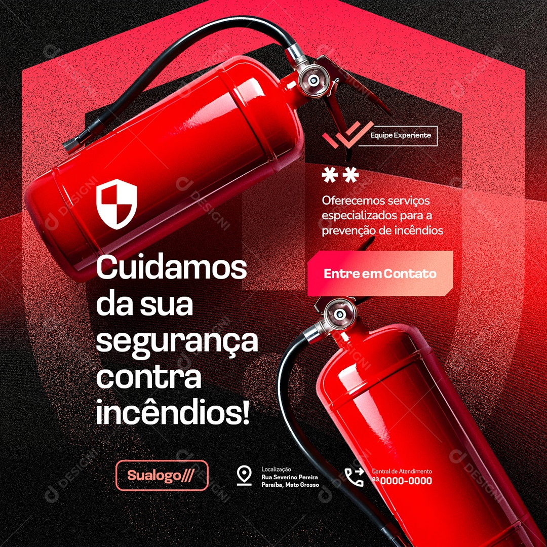 Extintores de Incêndio Cuidamos da Sua Segurança Social Media PSD Editável