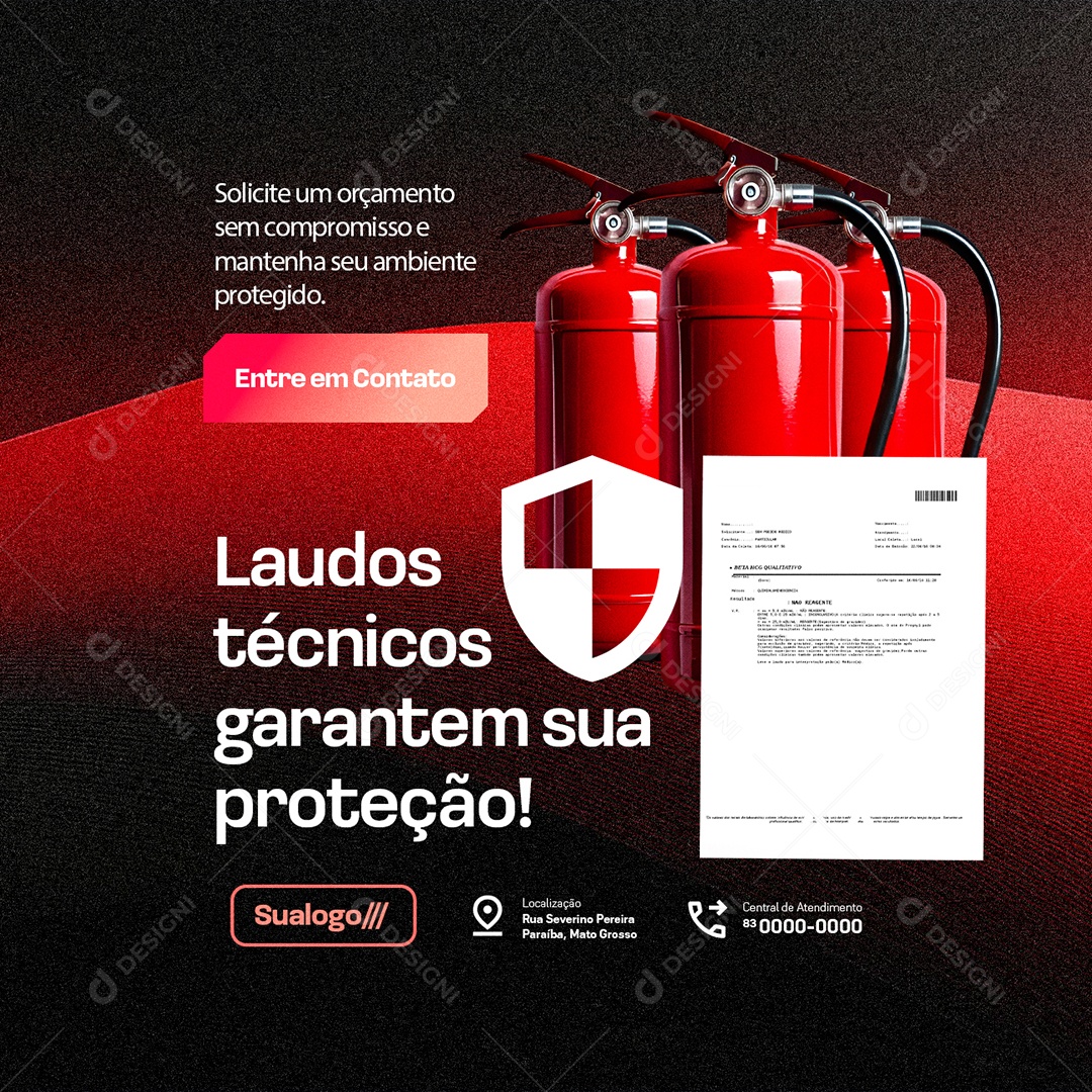 Extintores de Incêndio Laudos Técnicos Garantem sua Proteção Social Media PSD Editável