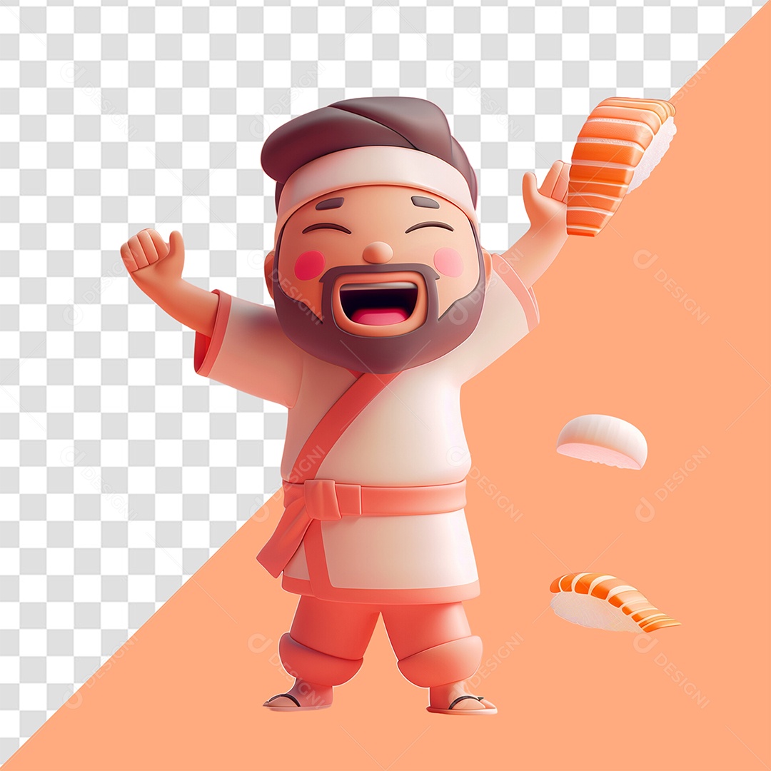Chef Personagem 3D Cozinheiro para Composição PSD
