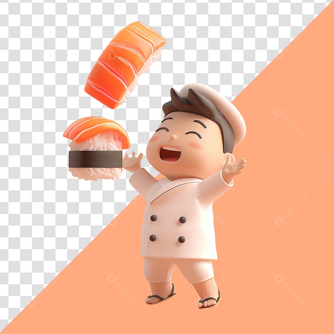 Chef Personagem 3D Cozinheiro para Composição PSD