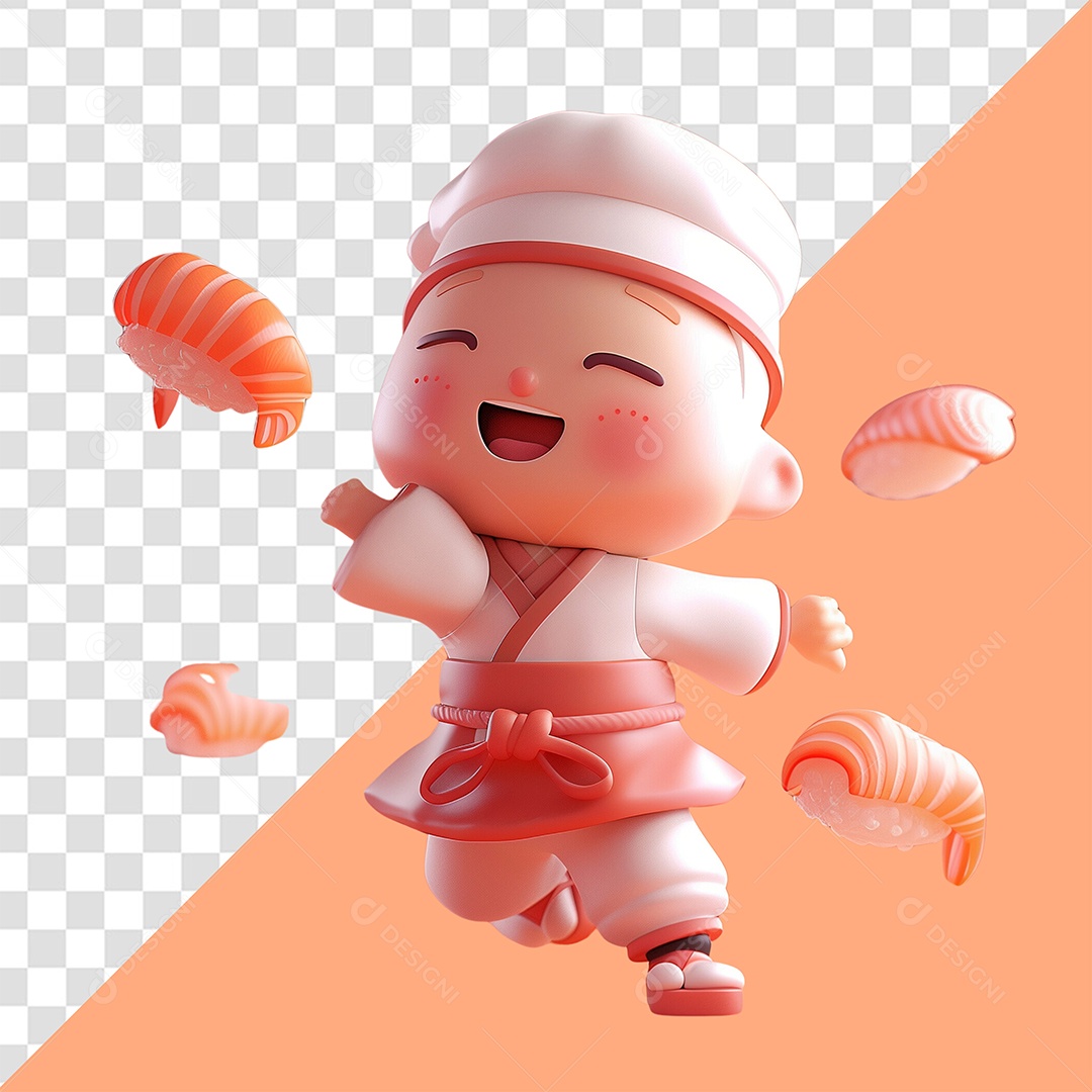 Chef Personagem 3D Cozinheiro para Composição PSD