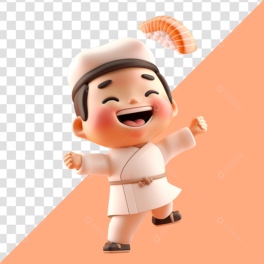 Chef Personagem 3D Cozinheiro para Composição PSD