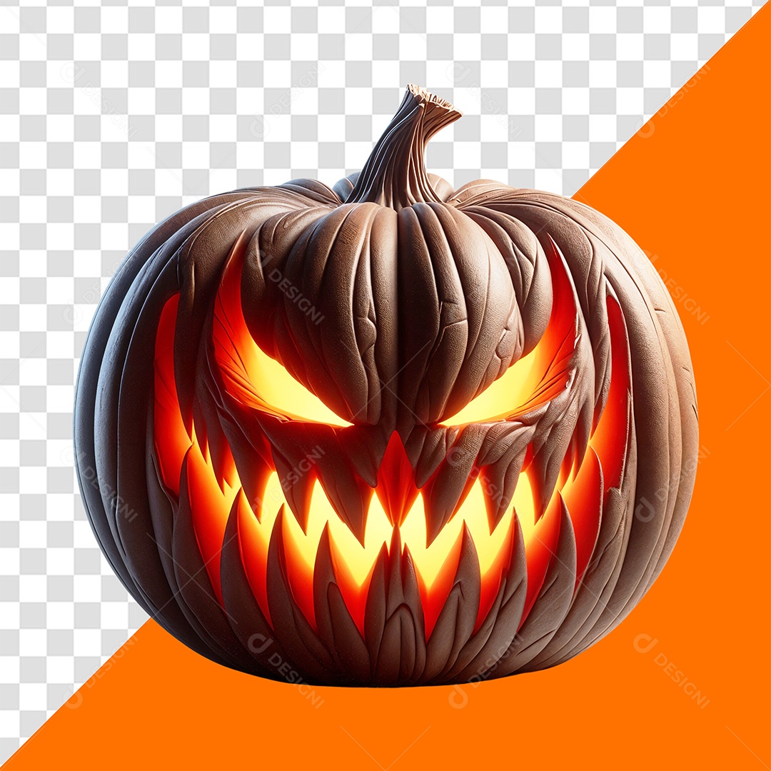 Elemento 3D Abóbora Assustadora para Composição PSD