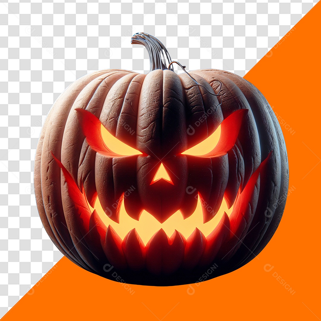 Elemento 3D Abóbora Assustadora para Composição PSD