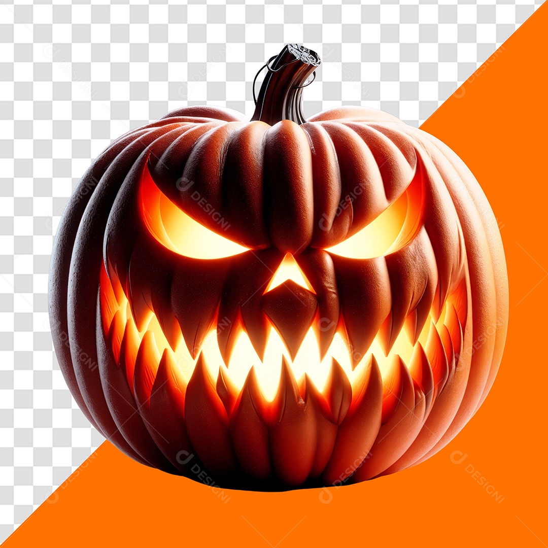 Elemento 3D Abóbora Assustadora para Composição PSD