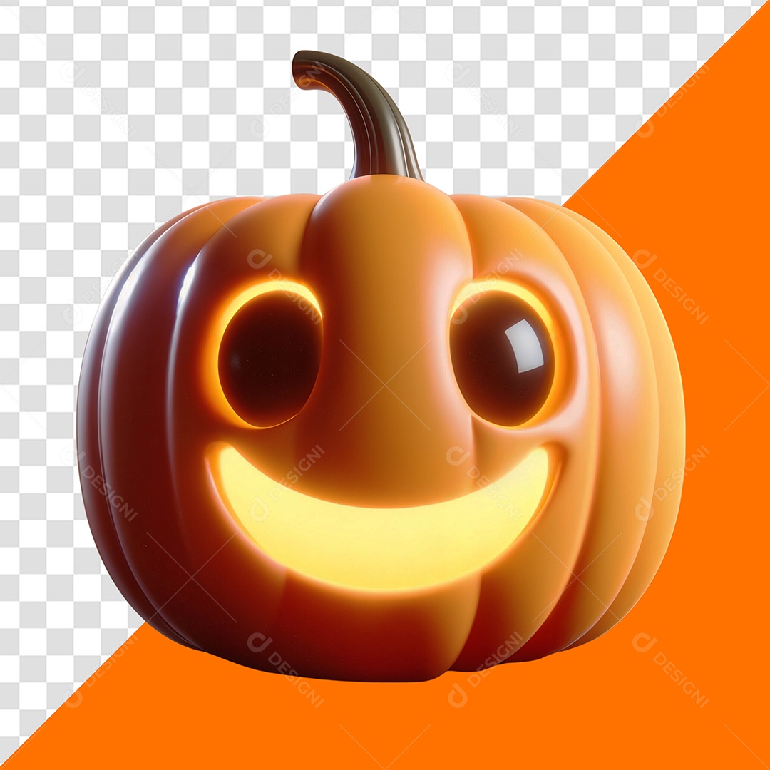 Elemento 3D Abóbora Feliz para Composição PSD