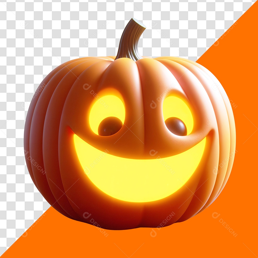 Elemento 3D Abóbora Feliz para Composição PSD