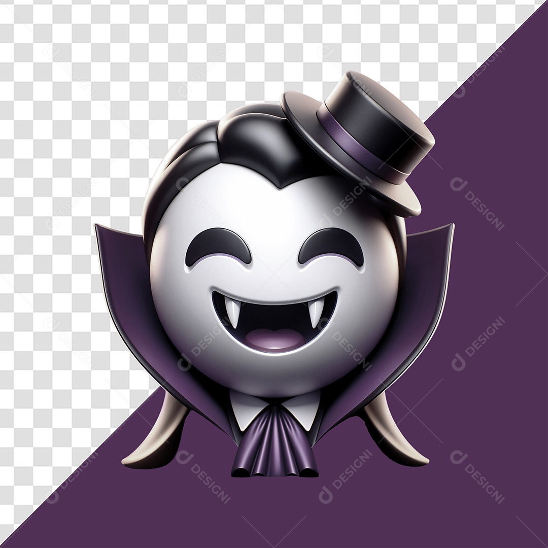 Emoji 3D Element of Purple Vampire For Halloween for PSD Composition